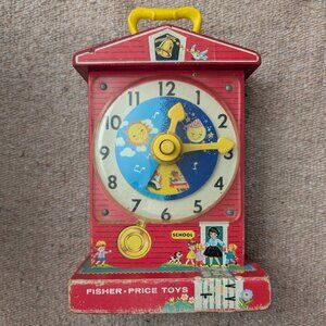 Fisher Price  Music Box Teaching Clock Box Vintage Music Playing Toy Model #998